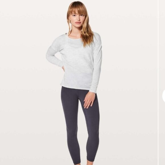 Lululemon Back Into It Long Sleeve Ice Grey Alpine White Size S - Picture 1 of 5